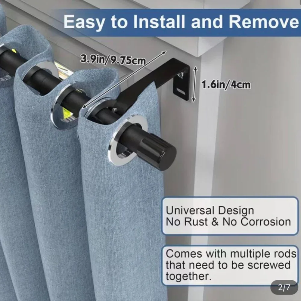 NEW-Black Curtain Rods 32 to 87 Inch(2.8 to 7.2 ft), Adjustable Splicing Window